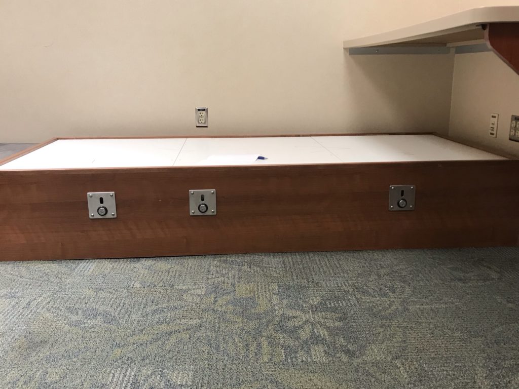 Example of Sydlo Design Ligature-Free Restraint Devices Installed on Healthcare Platform Bed